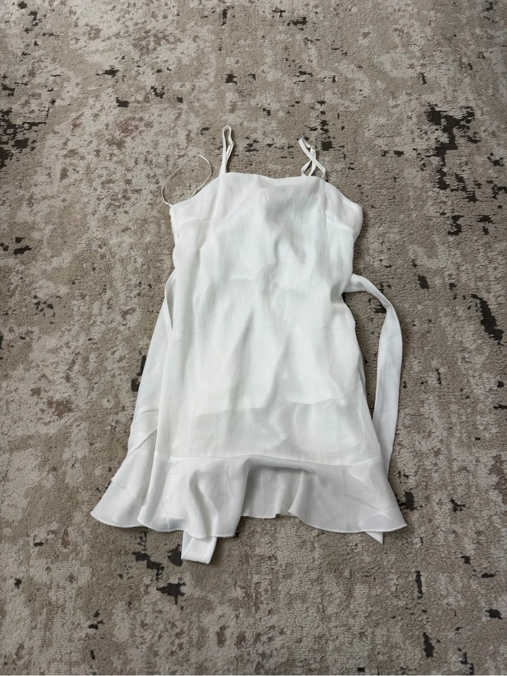 Altar'd State Britta Faux Wrap White Ruffle Trim Romantic Mini Dress Size S